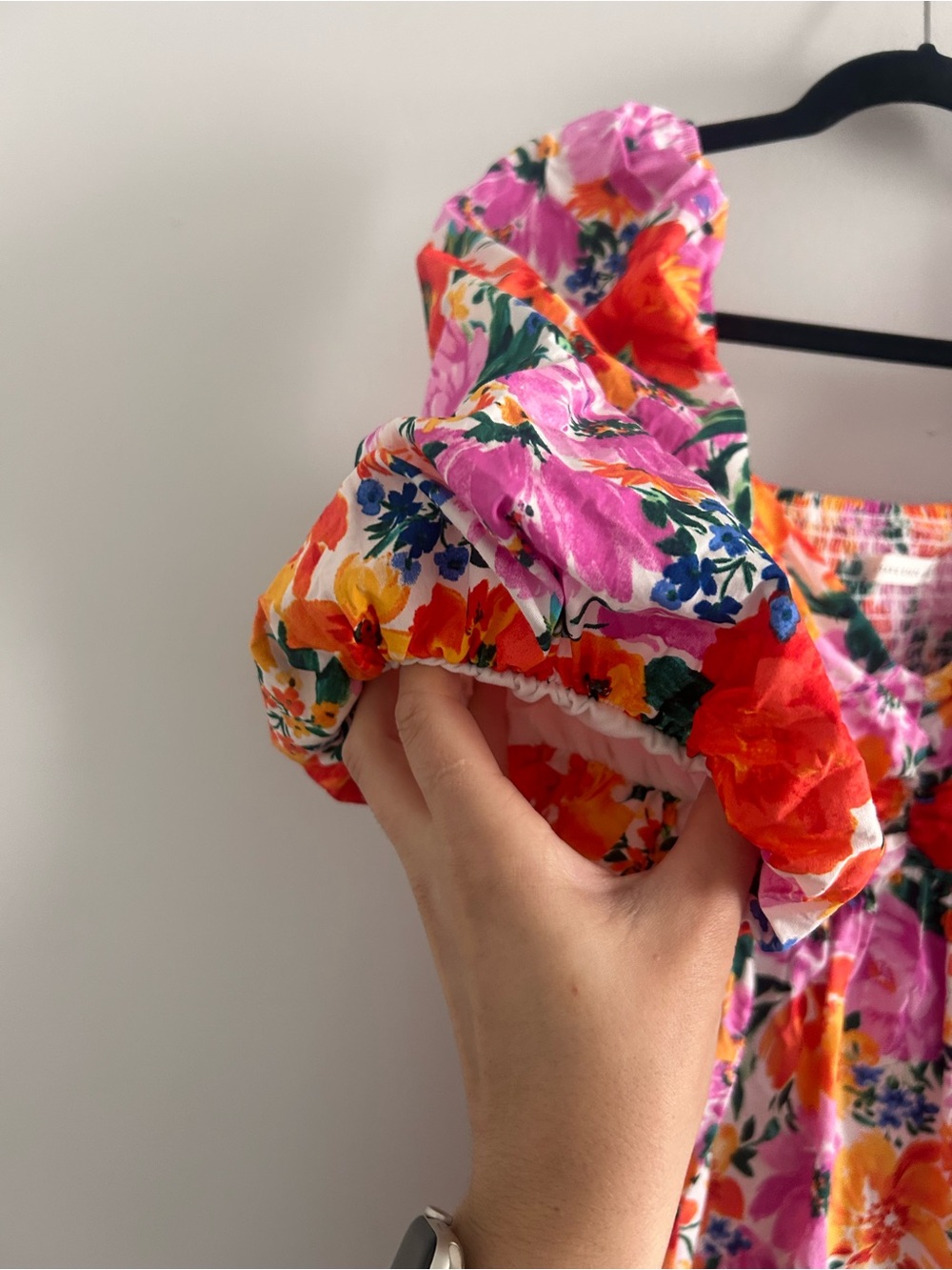 Altar'd State Floral puff sleeve cut out back cotton blend Mini Dress - Picture 6 of 10